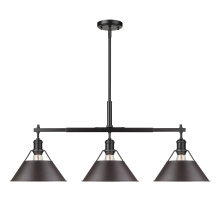 Golden Canada 3306-LP BLK-RBZ - Yep by Golden Lighting Orwell 3-light Island Light in Matte Black and Rubbed Bronze shade
